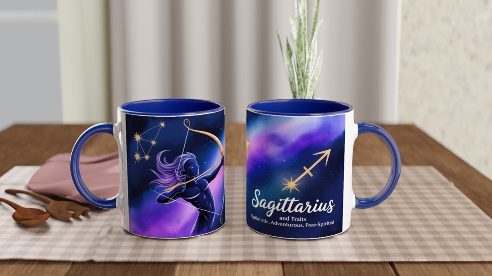 Sagittarius Mug | Zodiac Star Sign Gift | Watercolour Archer Constellation Mug | Astrology Birthday Present for Her or Him — view 4