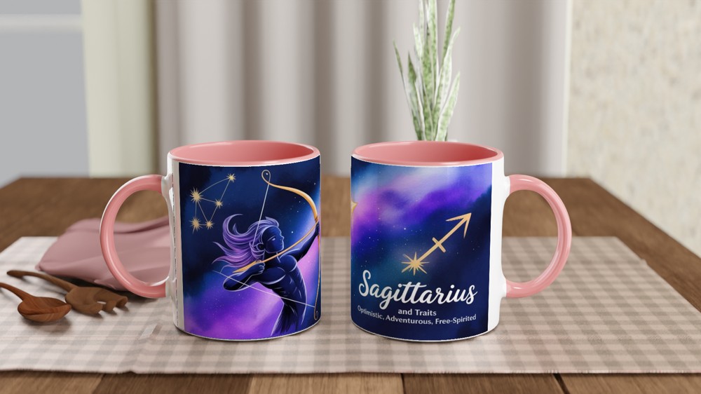 Sagittarius Mug | Zodiac Star Sign Gift | Watercolour Archer Constellation Mug | Astrology Birthday Present for Her or Him — view 6