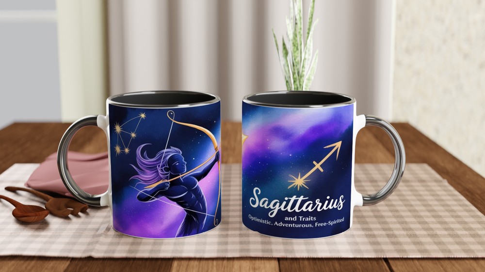Sagittarius Mug | Zodiac Star Sign Gift | Watercolour Archer Constellation Mug | Astrology Birthday Present for Her or Him — view 9