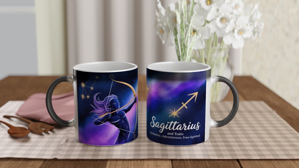 Sagittarius Mug | Zodiac Star Sign Gift | Watercolour Archer Constellation Mug | Astrology Birthday Present for Her or Him — view 3
