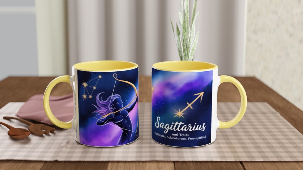 Sagittarius Mug | Zodiac Star Sign Gift | Watercolour Archer Constellation Mug | Astrology Birthday Present for Her or Him — view 8