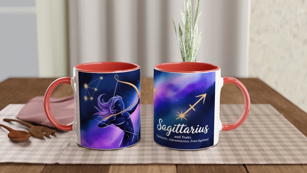 Sagittarius Mug | Zodiac Star Sign Gift | Watercolour Archer Constellation Mug | Astrology Birthday Present for Her or Him — view 7