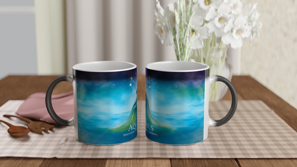 Watercolor Libra Zodiac Constellation and Scales Coffee Mug — view 3
