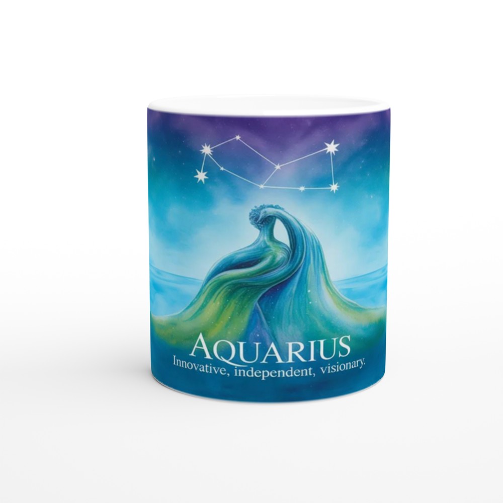 Watercolor Libra Zodiac Constellation and Scales Coffee Mug — view 11