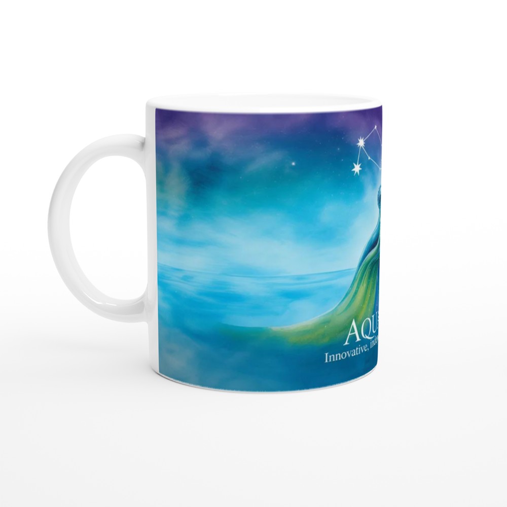 Watercolor Libra Zodiac Constellation and Scales Coffee Mug — view 10