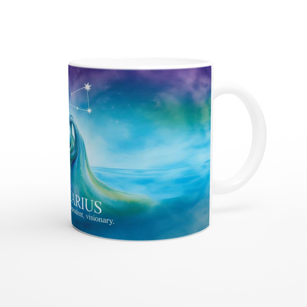 Watercolor Libra Zodiac Constellation and Scales Coffee Mug — view 12