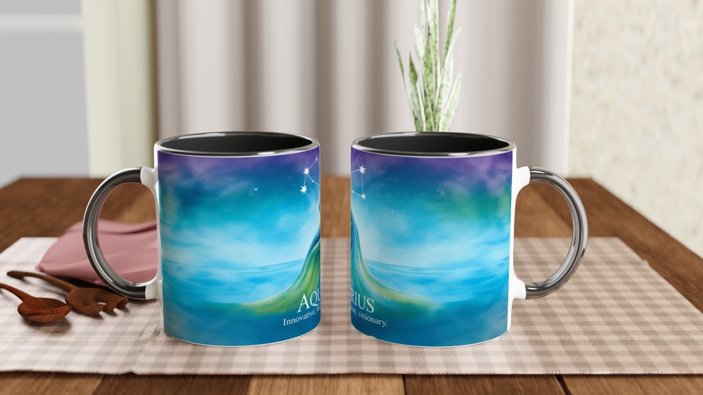 Watercolor Libra Zodiac Constellation and Scales Coffee Mug — view 9