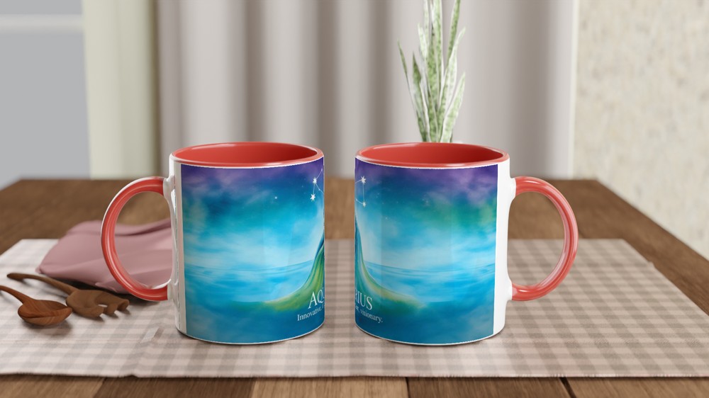 Watercolor Libra Zodiac Constellation and Scales Coffee Mug — view 7