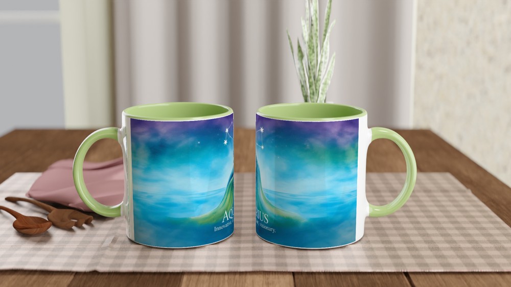 Watercolor Libra Zodiac Constellation and Scales Coffee Mug — view 5