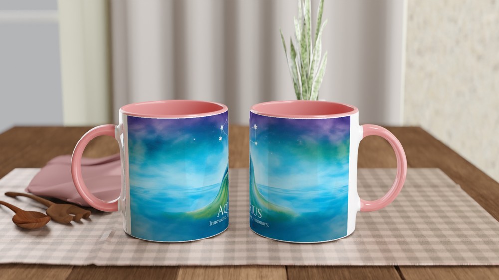 Watercolor Libra Zodiac Constellation and Scales Coffee Mug — view 6
