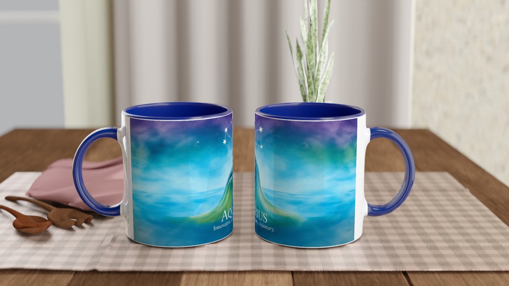 Watercolor Libra Zodiac Constellation and Scales Coffee Mug — view 4