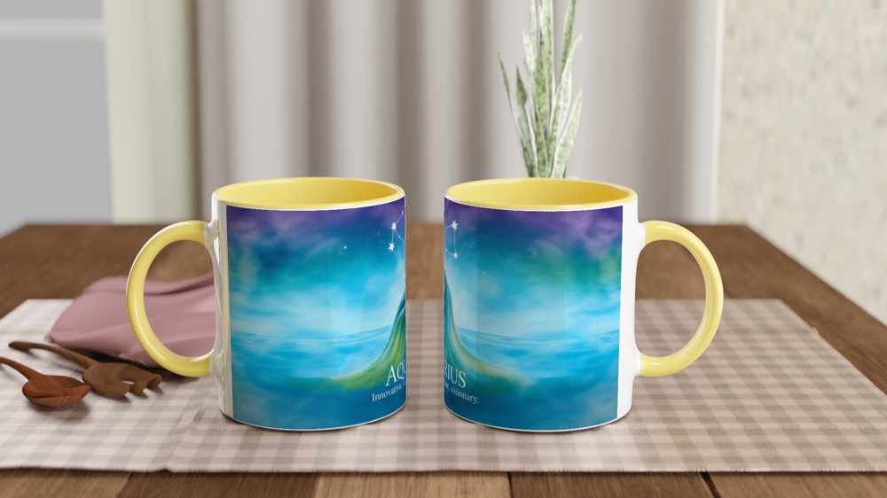 Watercolor Libra Zodiac Constellation and Scales Coffee Mug — view 8