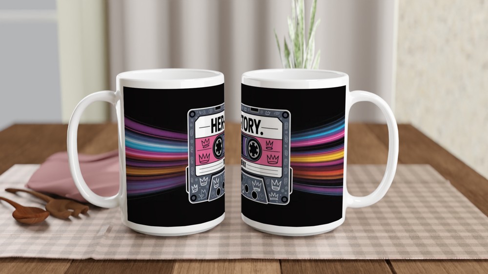 Six the Musical Mug | Her-story Mixtape Design | Musical Theatre Gift | West End Theatre Lover Present — view 2