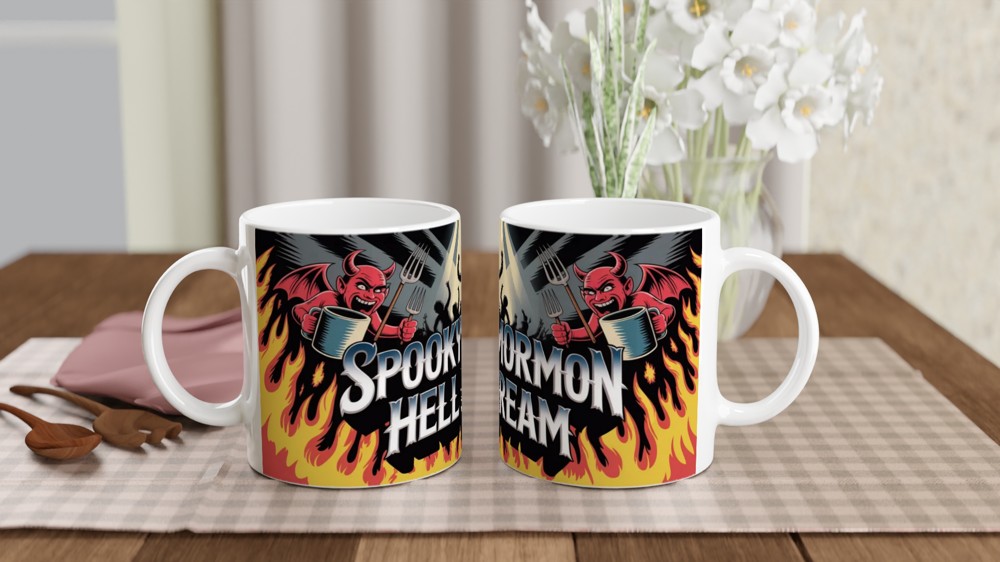 Spooky Mormon Hell Dream Devils and Flames Mug