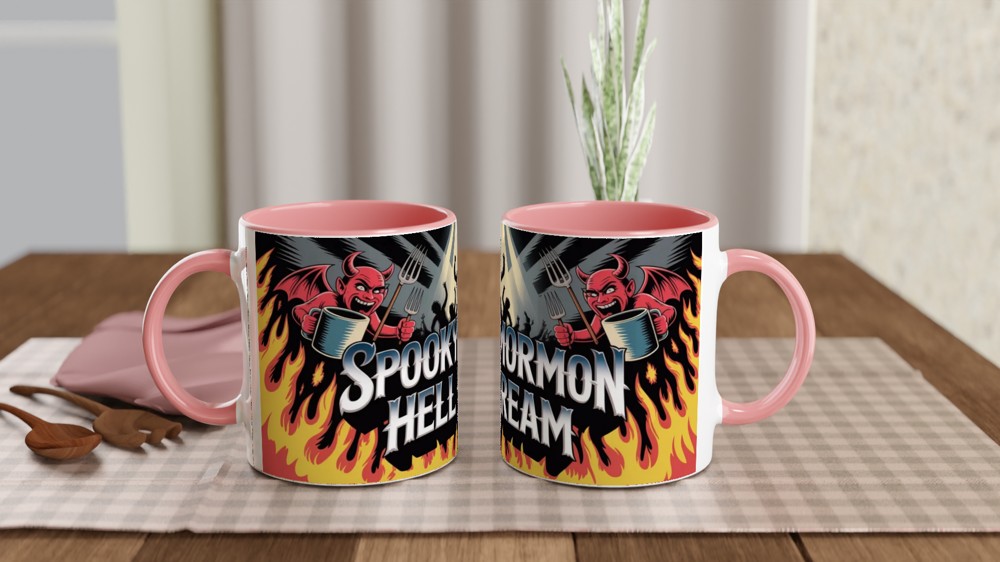 Spooky Mormon Hell Dream Devils and Flames Mug — view 6