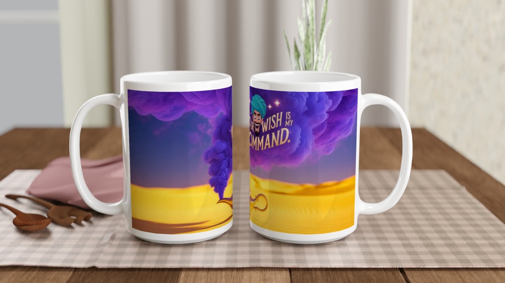 Aladdin Mug | Your Wish Is My Command Quote | Musical Theatre Gift | Genie Lamp Present — view 2