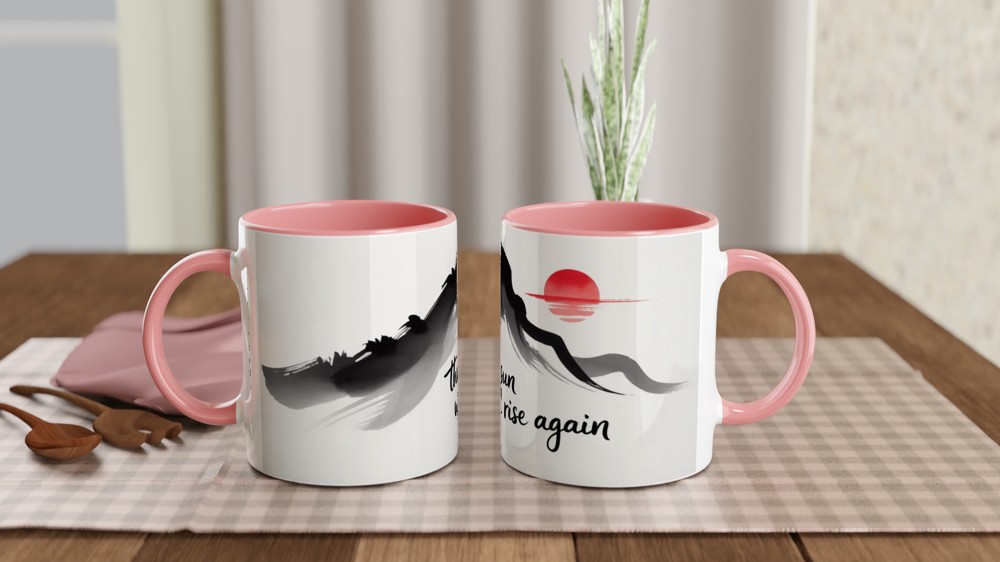 The Sun Will Rise Again - Japanese Ink Brush Mountain Mug — view 6
