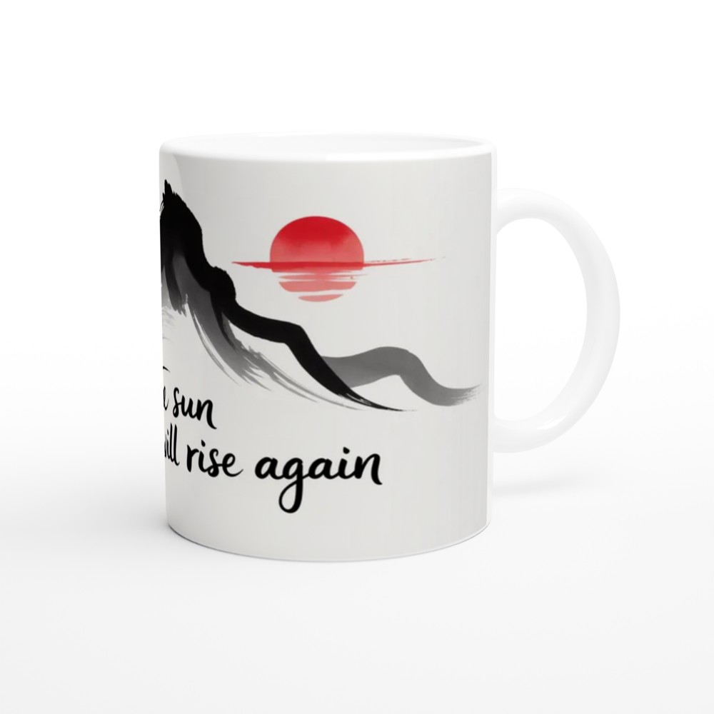 The Sun Will Rise Again - Japanese Ink Brush Mountain Mug — view 12