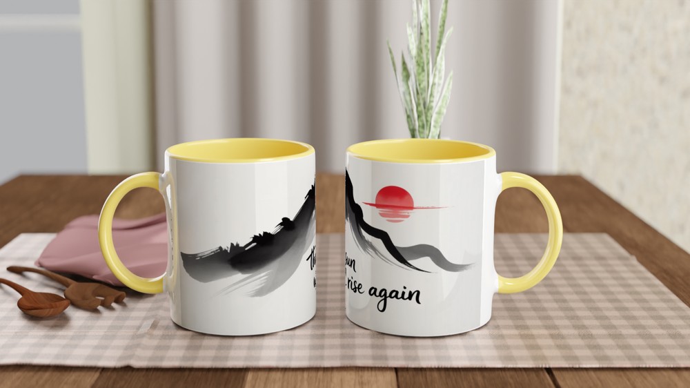 The Sun Will Rise Again - Japanese Ink Brush Mountain Mug — view 8
