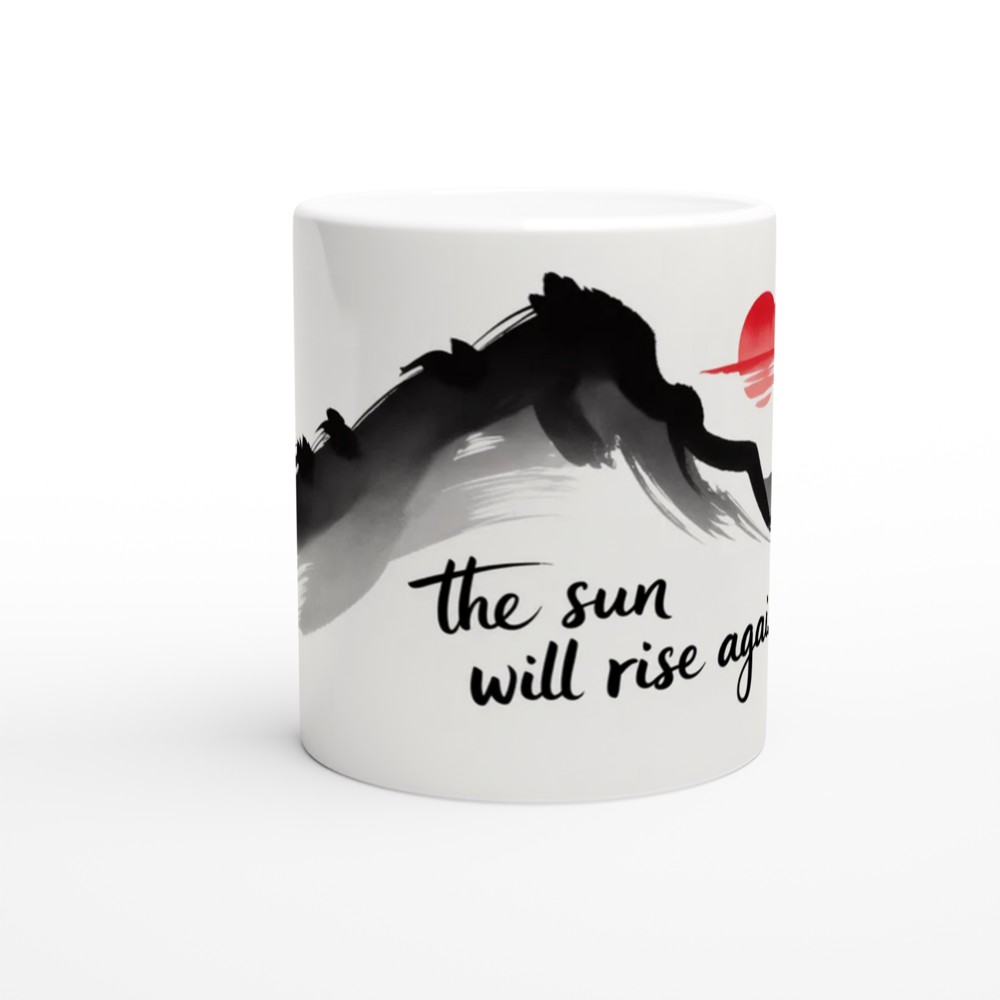 The Sun Will Rise Again - Japanese Ink Brush Mountain Mug — view 11