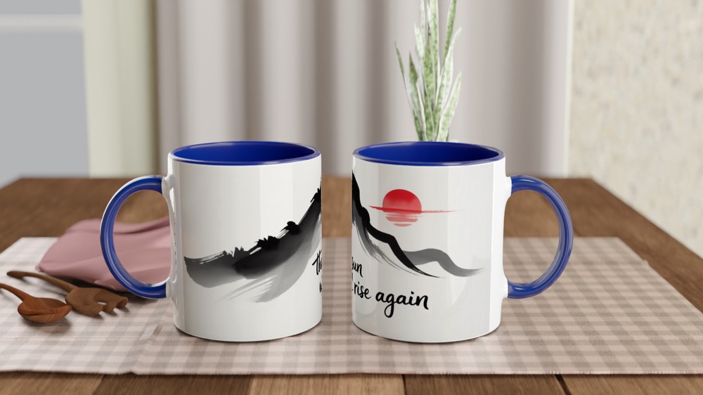 The Sun Will Rise Again - Japanese Ink Brush Mountain Mug — view 4