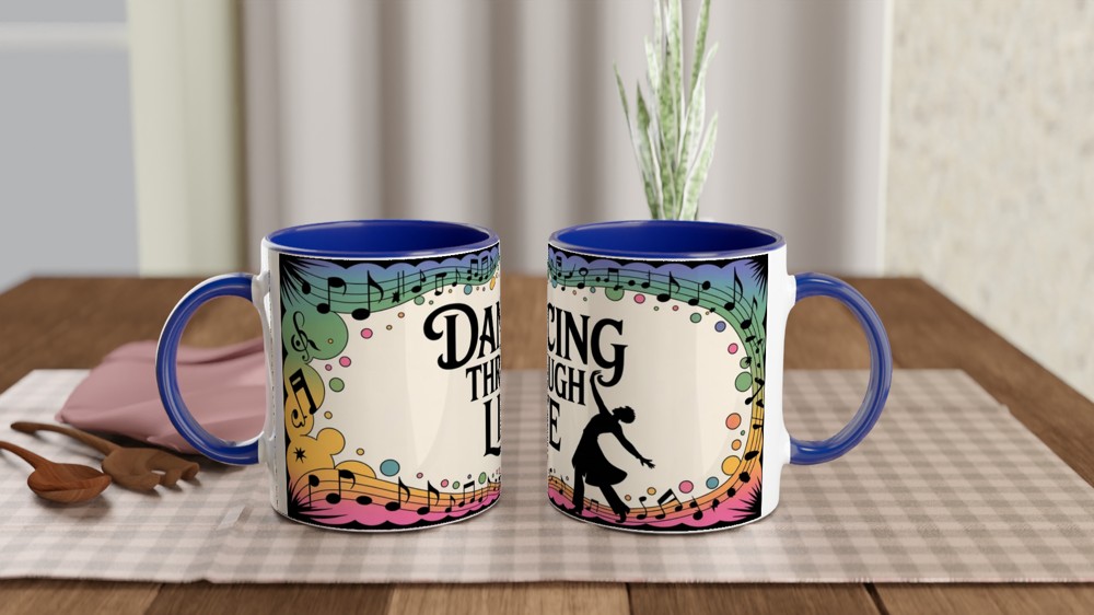Dancing Through Life Music & Dance Silhouette Mug — view 4