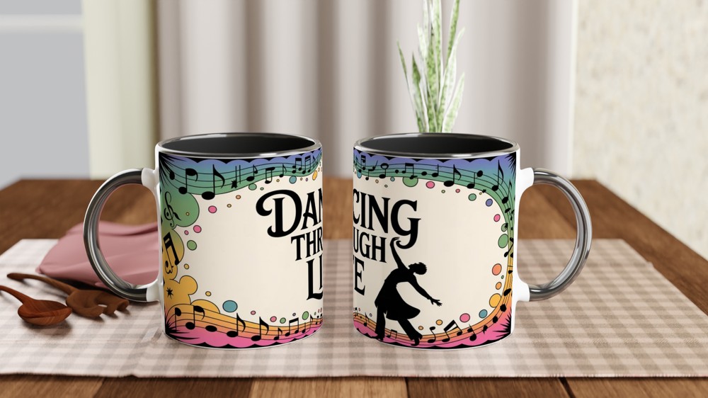 Dancing Through Life Music & Dance Silhouette Mug — view 9