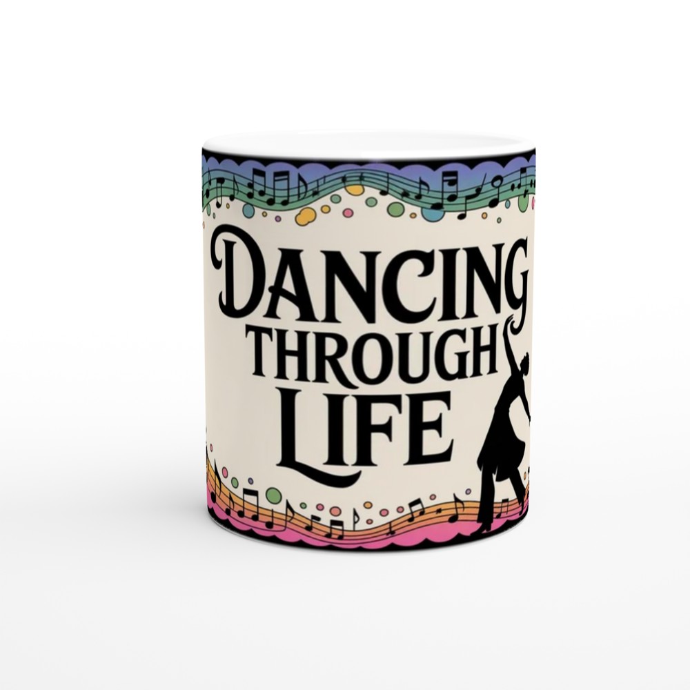 Dancing Through Life Music & Dance Silhouette Mug — view 11