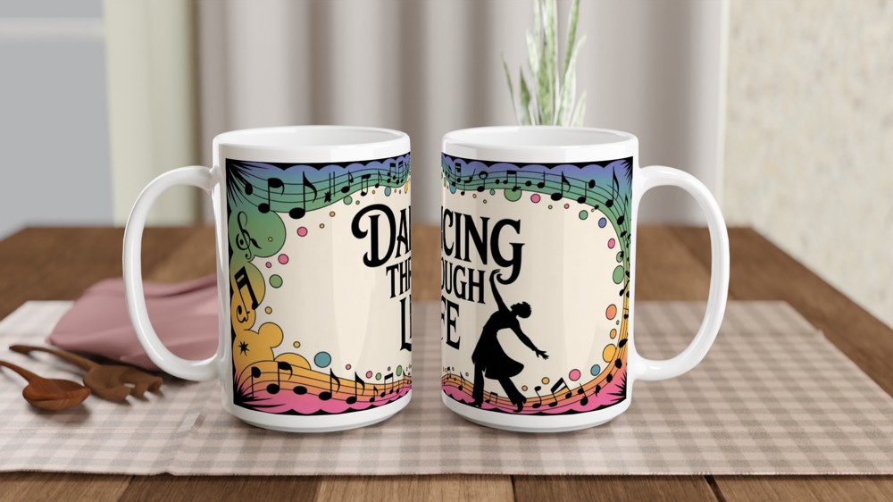 Dancing Through Life Music & Dance Silhouette Mug — view 2