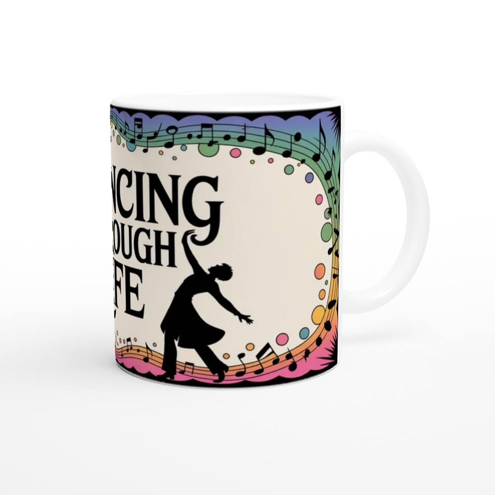 Dancing Through Life Music & Dance Silhouette Mug — view 12