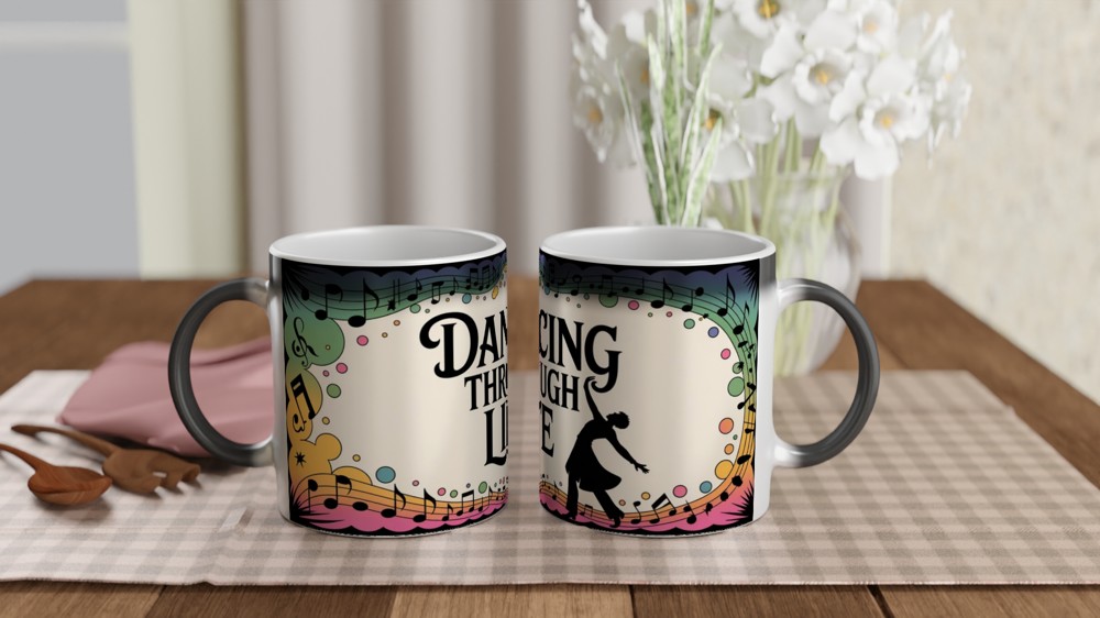 Dancing Through Life Music & Dance Silhouette Mug — view 3