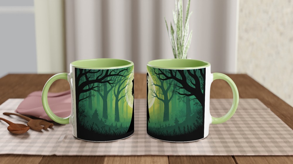 Witch Couple Moonlit Forest Silhouette Mug — view 5