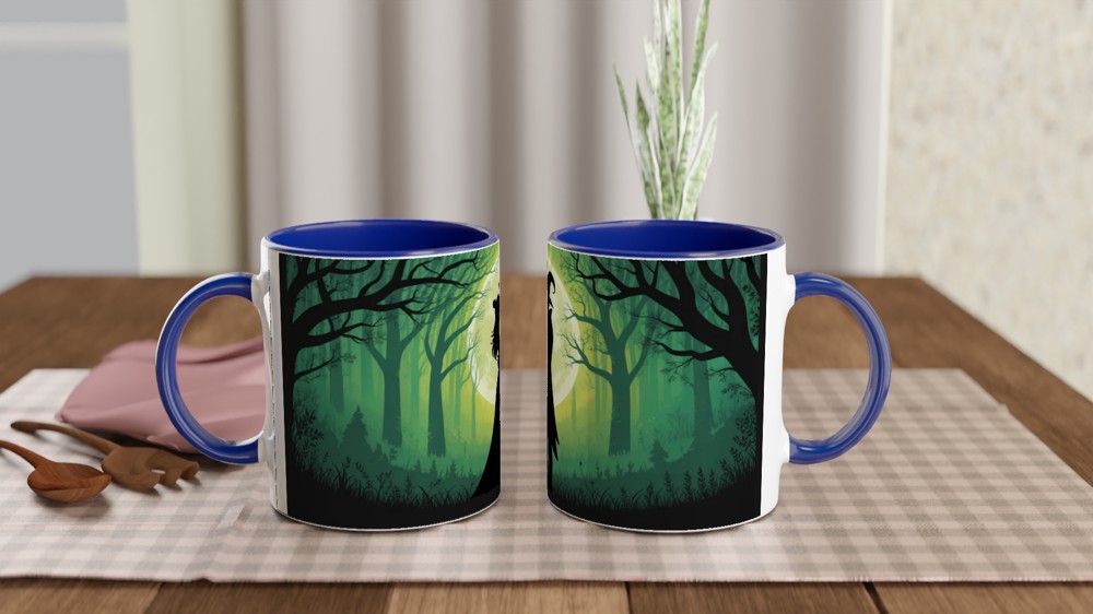 Witch Couple Moonlit Forest Silhouette Mug — view 4