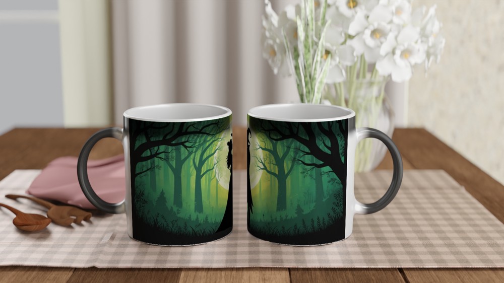 Witch Couple Moonlit Forest Silhouette Mug — view 3