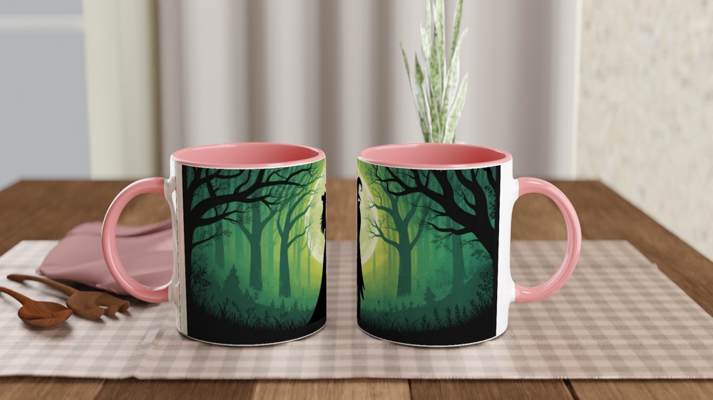 Witch Couple Moonlit Forest Silhouette Mug — view 6