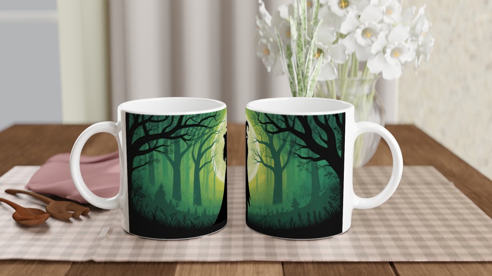Witch Couple Moonlit Forest Silhouette Mug