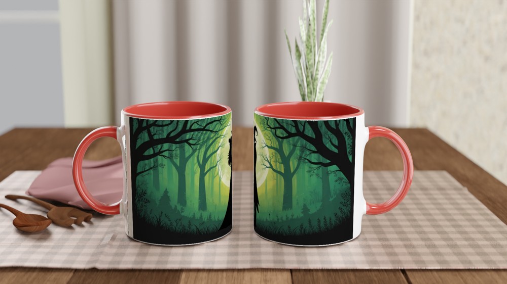 Witch Couple Moonlit Forest Silhouette Mug — view 7