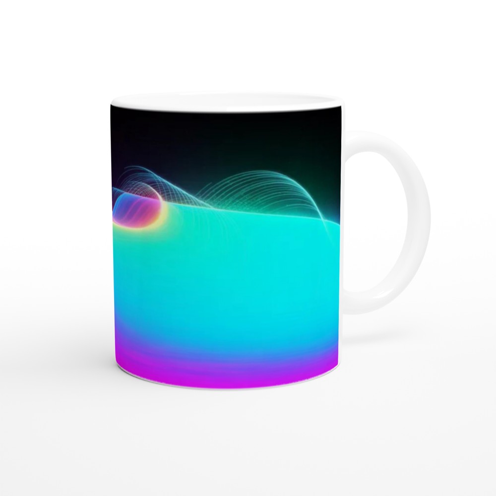Neon Rainbow Light Waves Abstract Mug — view 12