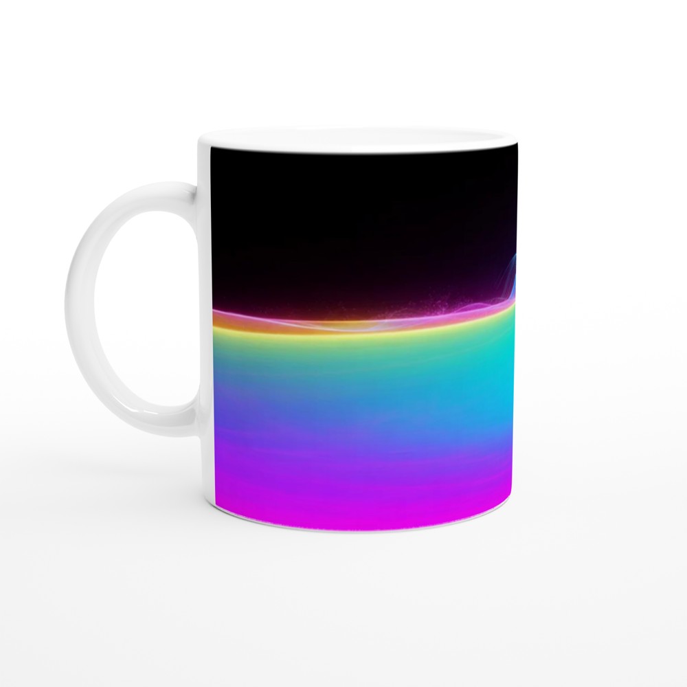 Neon Rainbow Light Waves Abstract Mug — view 10