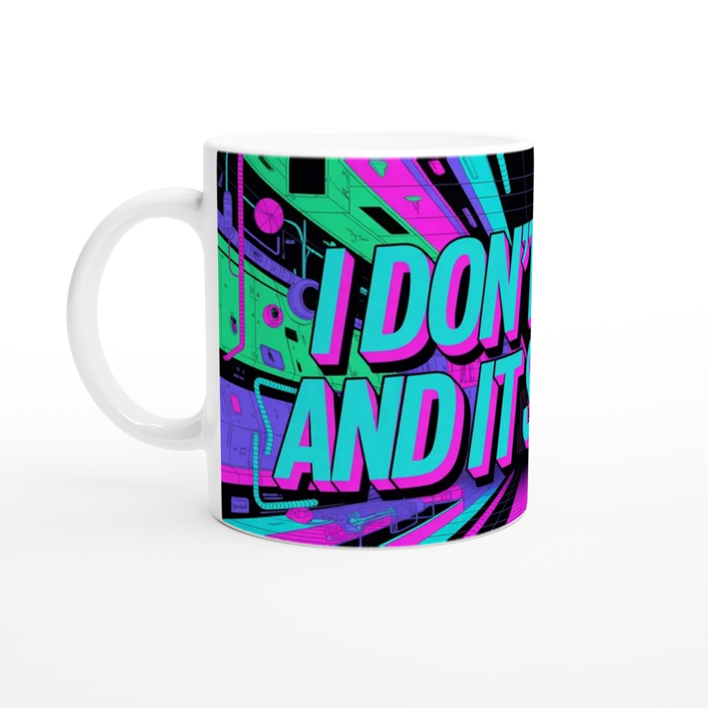 Cyberpunk Neon Sarcastic Mug | I Don't Care And It Shows | Funny Birthday Gift for Friends — view 10