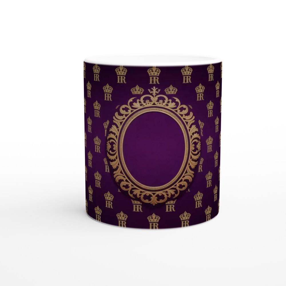 Royal Purple and Gold Crown Monogram Pattern Mug — view 11