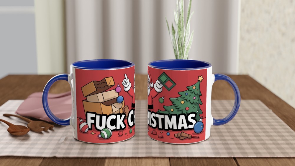 Fuck Christmas Mug | Funny Rude Christmas Gift for Him | Grumpy Santa Anti Festive Mug | Best Friend Secret Santa Present — view 4