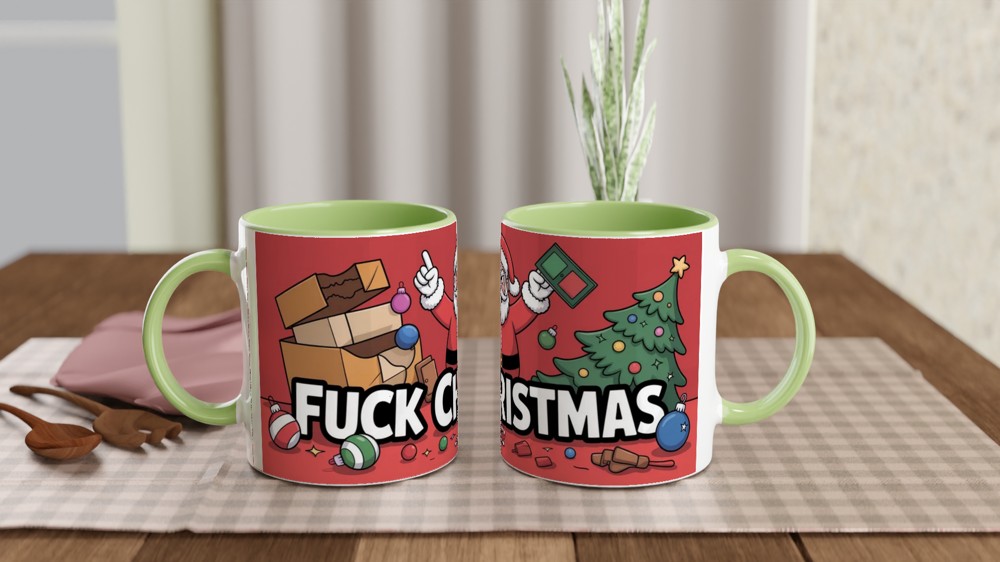 Fuck Christmas Mug | Funny Rude Christmas Gift for Him | Grumpy Santa Anti Festive Mug | Best Friend Secret Santa Present — view 5