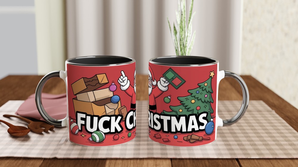 Fuck Christmas Mug | Funny Rude Christmas Gift for Him | Grumpy Santa Anti Festive Mug | Best Friend Secret Santa Present — view 9