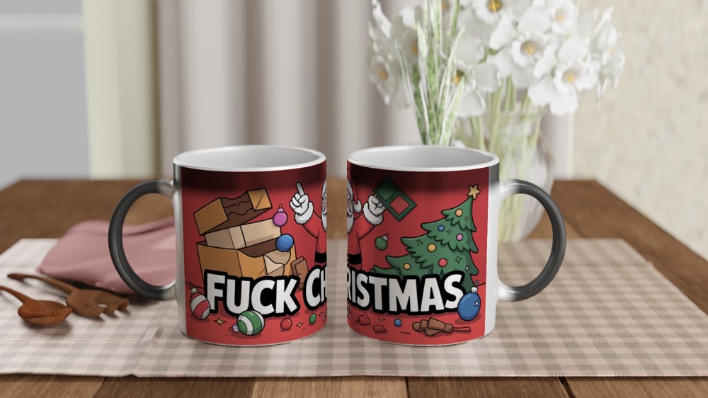 Fuck Christmas Mug | Funny Rude Christmas Gift for Him | Grumpy Santa Anti Festive Mug | Best Friend Secret Santa Present — view 3