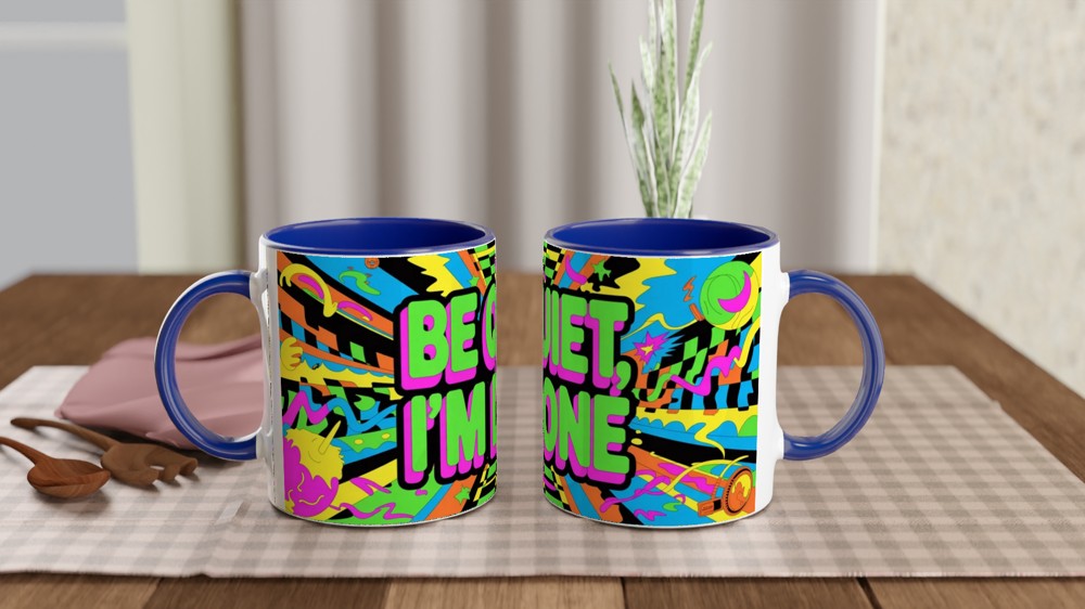 Be Quiet I'm Done - Retro Pop Art Neon Mug — view 4