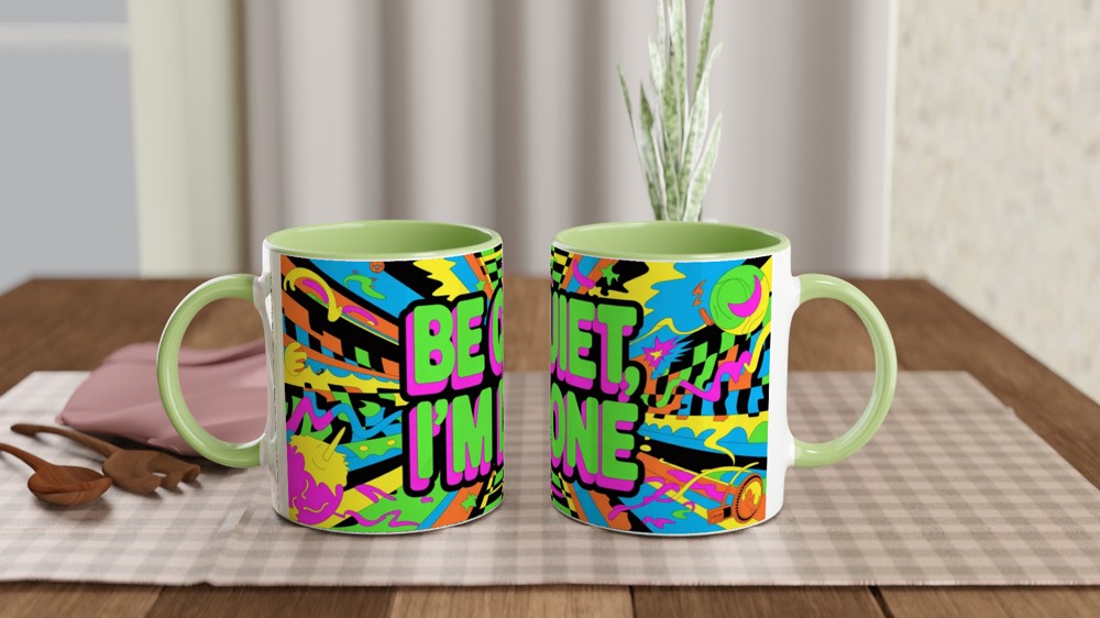 Be Quiet I'm Done - Retro Pop Art Neon Mug — view 5