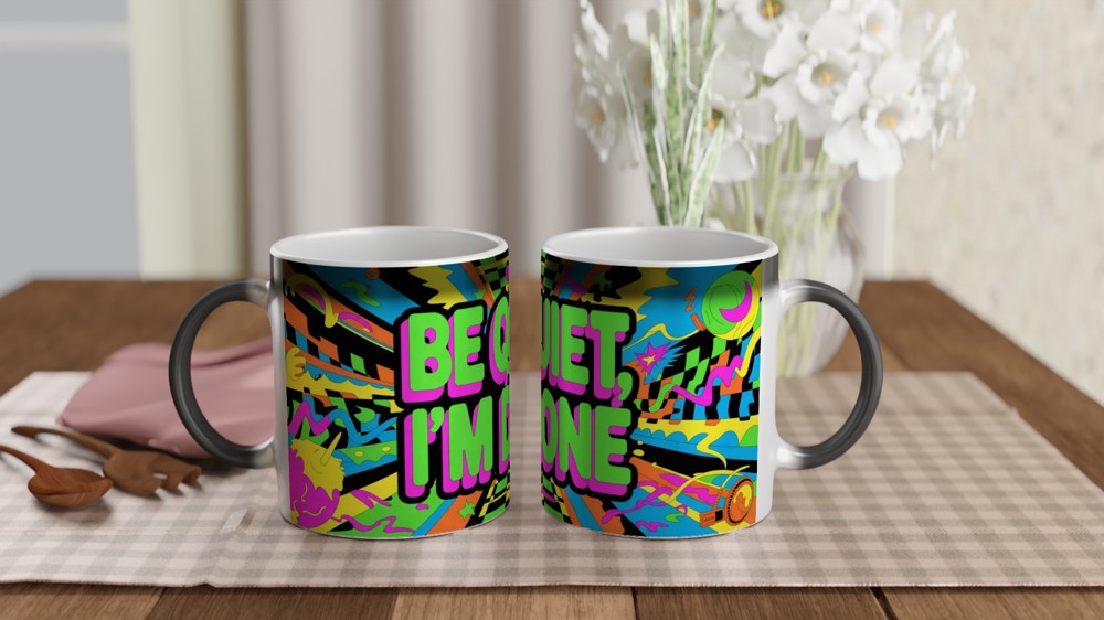Be Quiet I'm Done - Retro Pop Art Neon Mug — view 3