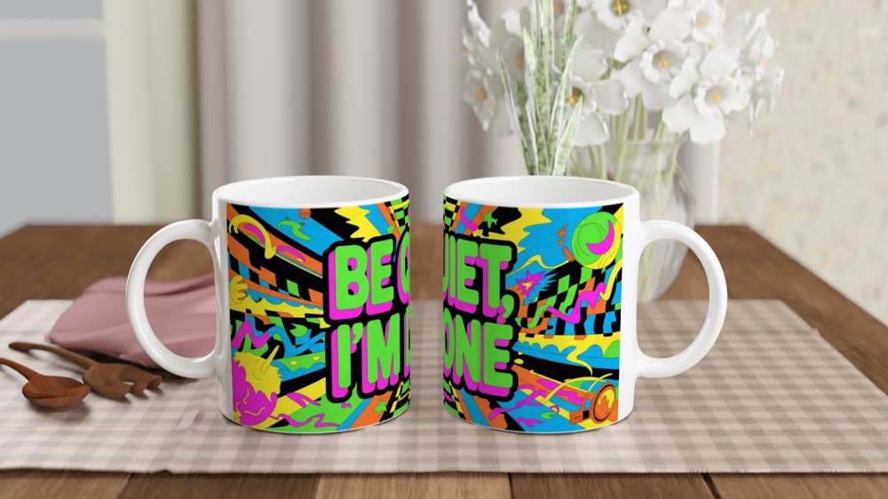 Be Quiet I'm Done - Retro Pop Art Neon Mug