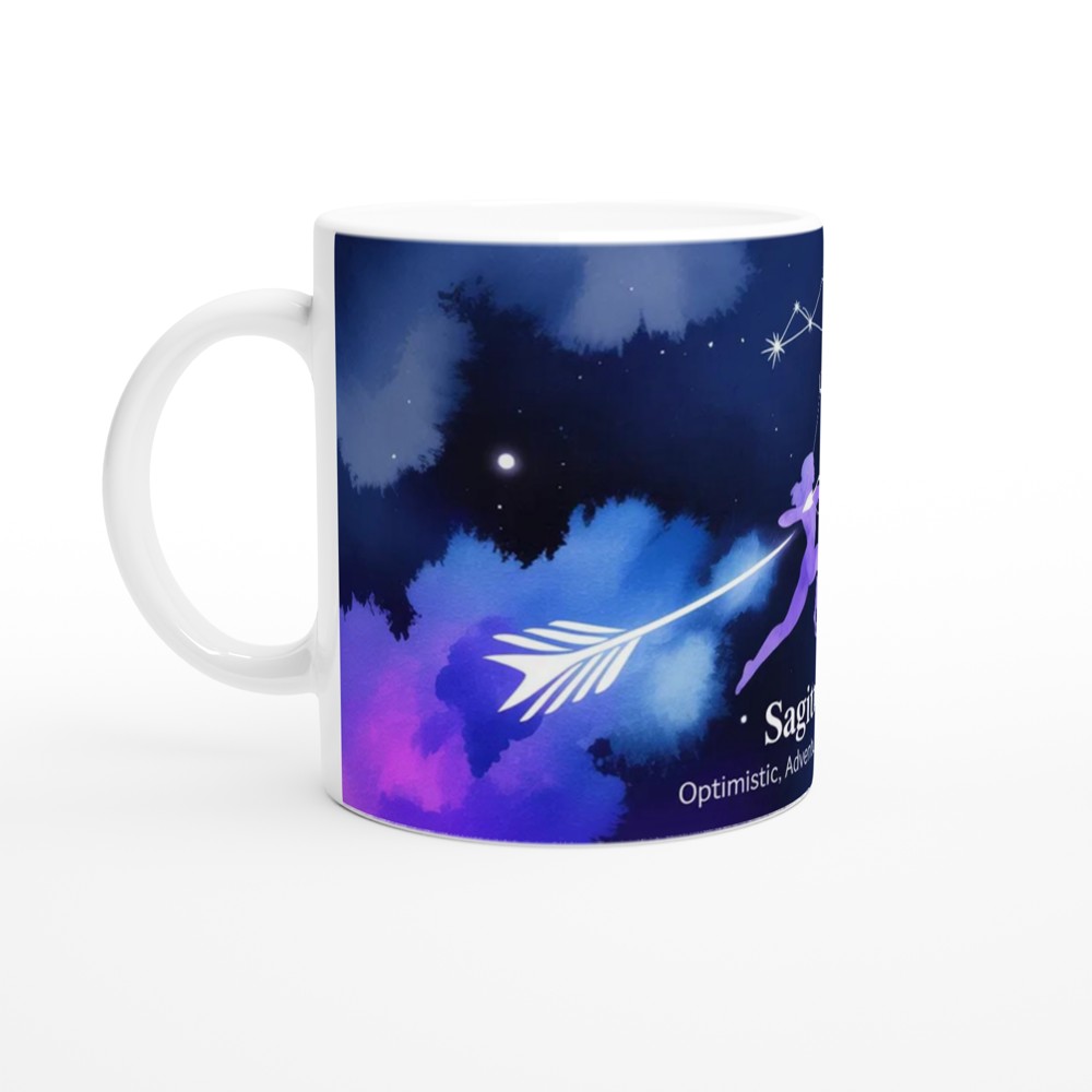 Sagittarius Mug | Zodiac Sign Gift | Astrology Birthday Present | Celestial Archer Watercolour Mug for Her and Him — view 10